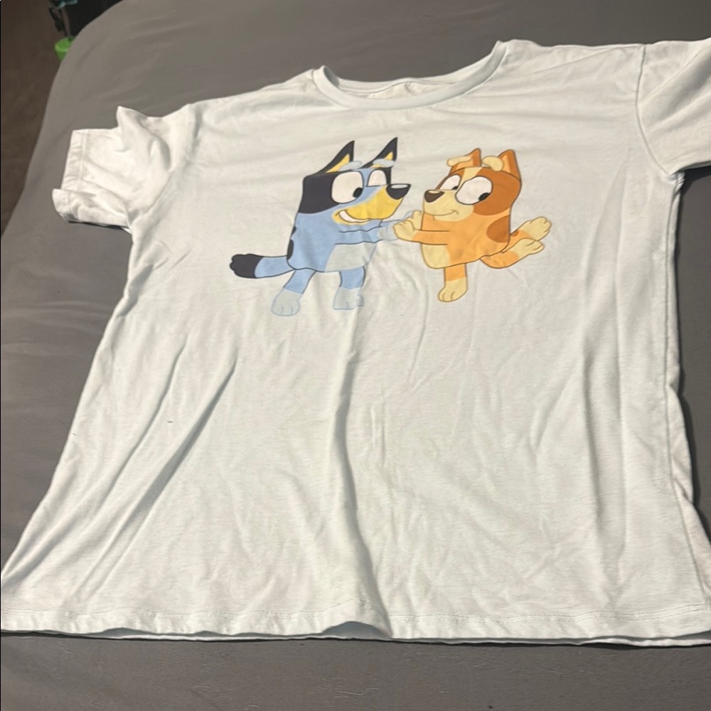 White T-Shirt with Cartoon Characters
